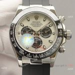 Swiss Quality Rolex Cosmo Daytona Cream Dial Watch Oysterflex Strap 40mm